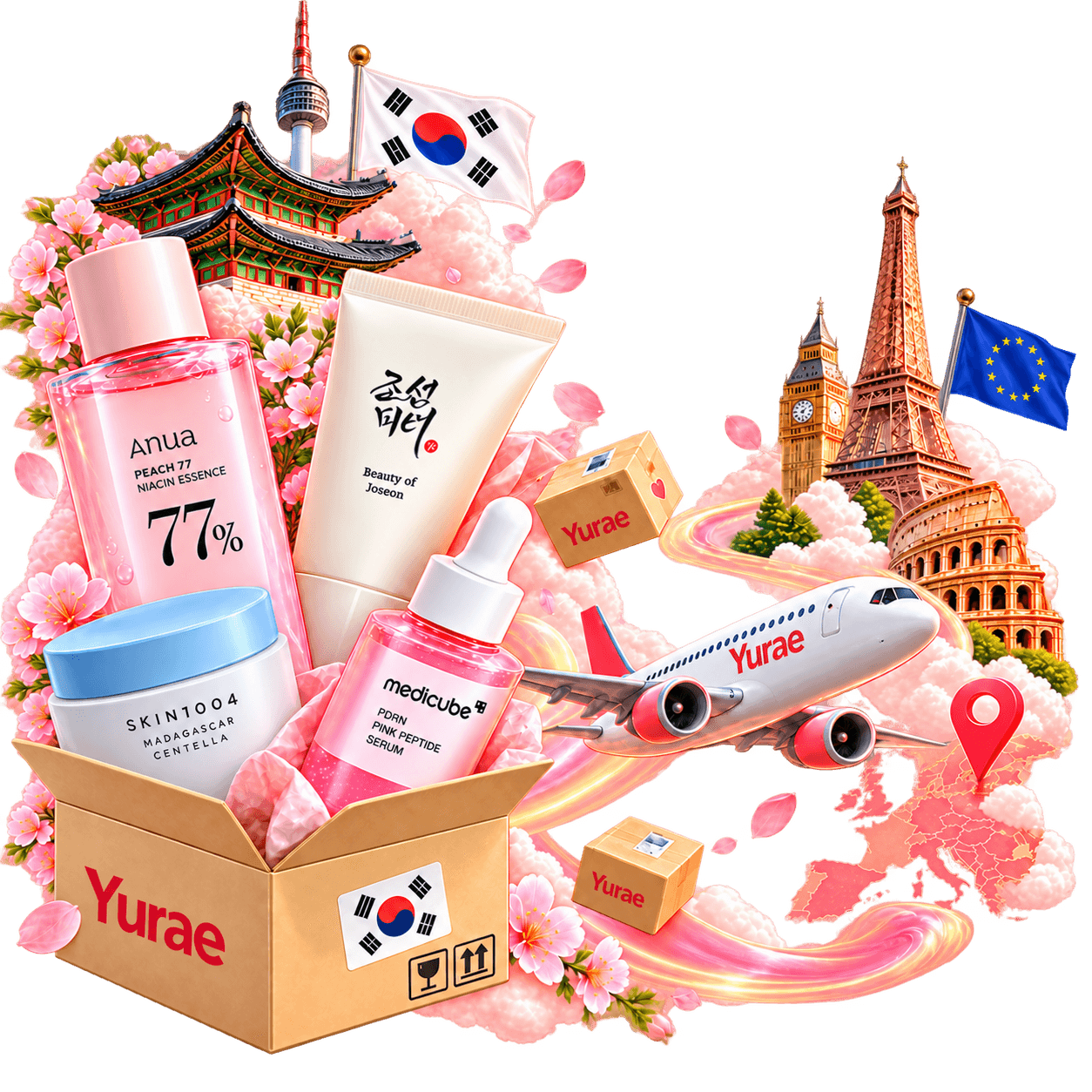 K-beauty products shipped from Korea to Europe